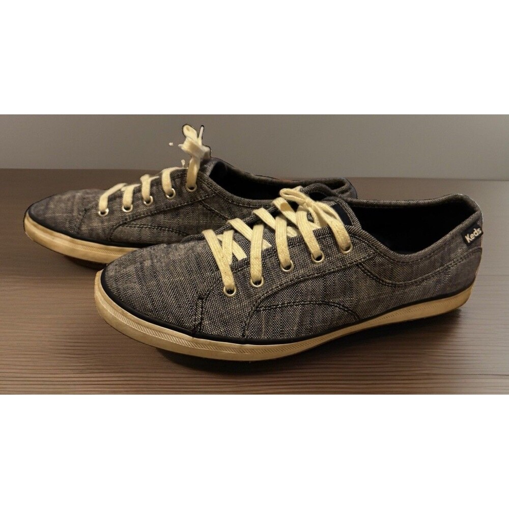 EUC Women 10 KEDS Coursa Chambray NAVY heathered lace up sneakers blue WF61300
